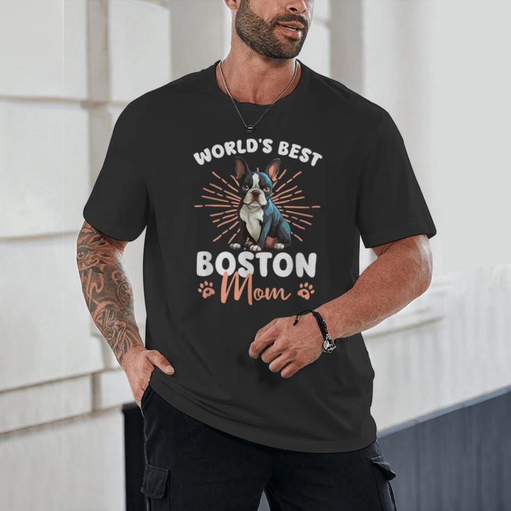 Boston Terrier Groovy World's Best Boston Mom Unisex T-Shirt, novelty gifts, funny gifts