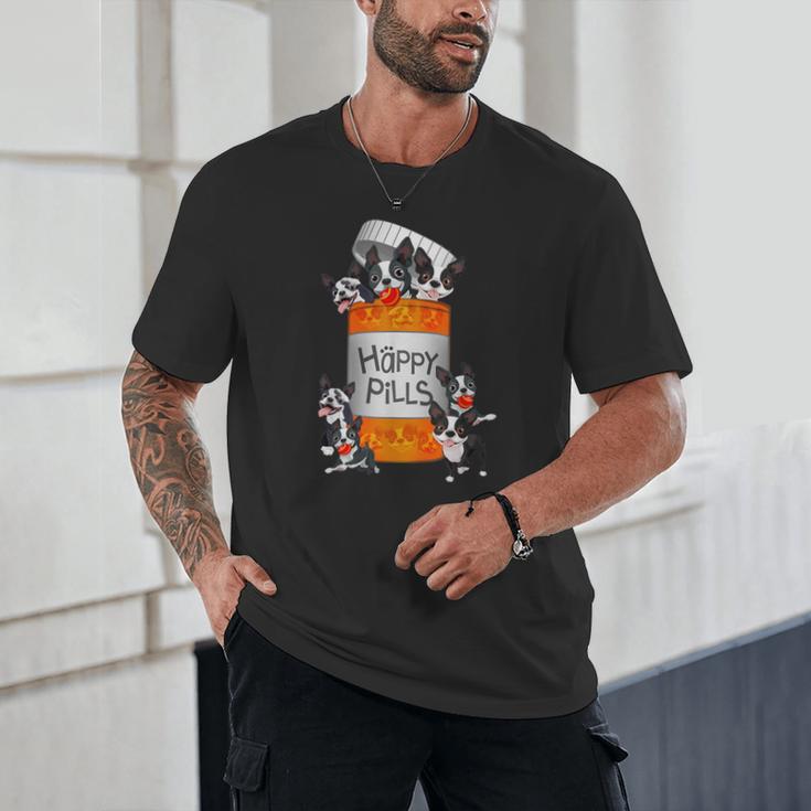 Boston Terrier Happy Pills T-Shirt Unisex T-Shirt, novelty gifts, funny gifts