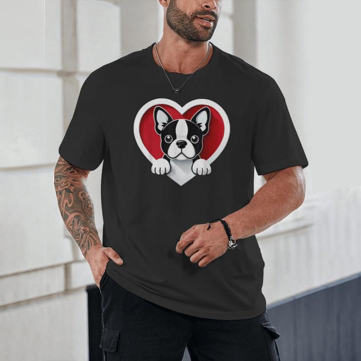 Boston Terrier Heart Cute Puppy Lover Or Dog Owner Unisex T-Shirt, novelty gifts, funny gifts