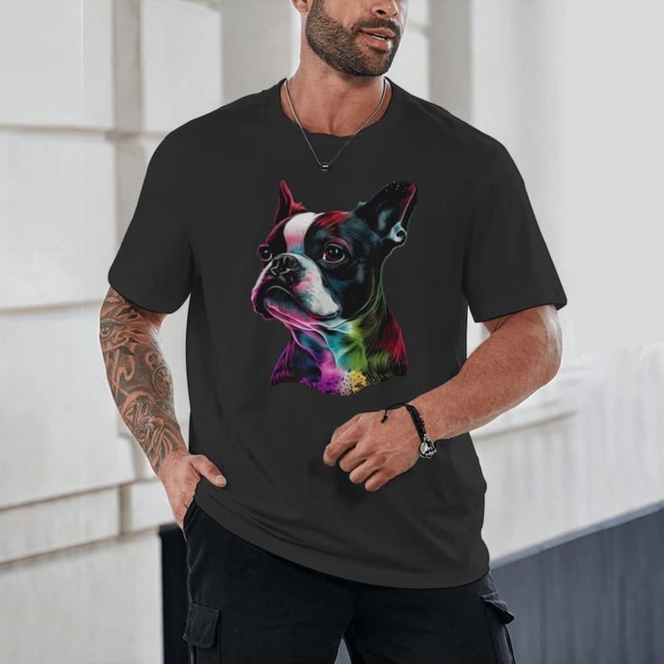 Boston Terrier Lovers Colorful Pop Art Boston Terrier Unisex T-Shirt, novelty gifts, funny gifts