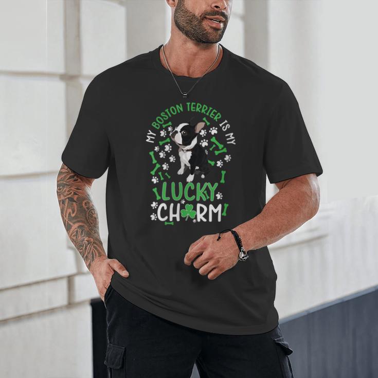 My Boston Terrier Is My Lucky Charm Paw Dog St Patrick's Day Unisex T-Shirt, novelty gifts, funny gifts