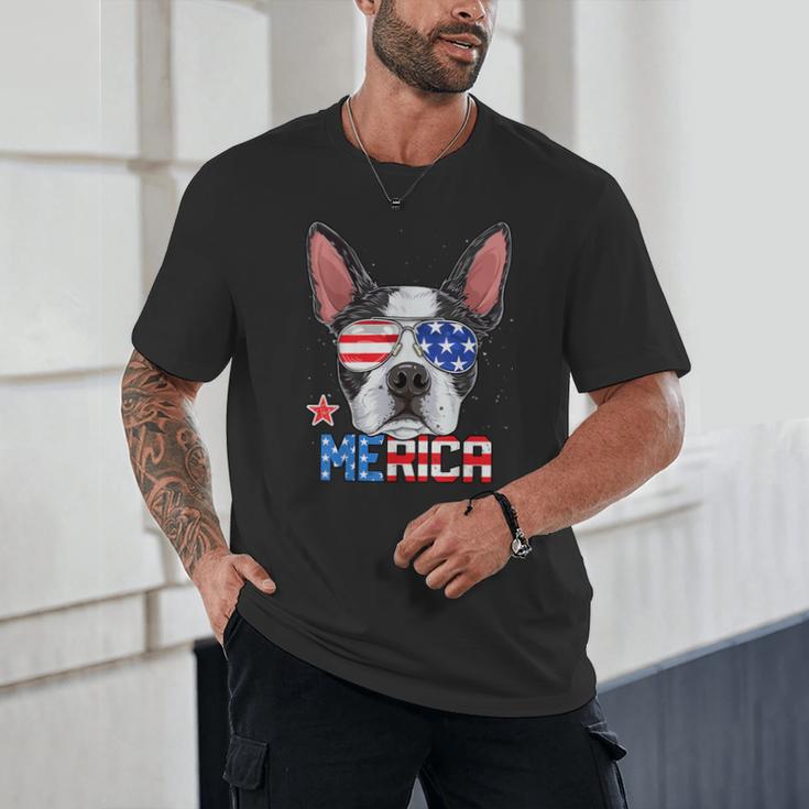 Boston Terrier Merica 4th Of July T Shirt Men Boys Dog Puppy Unisex T-Shirt, novelty gifts, funny gifts