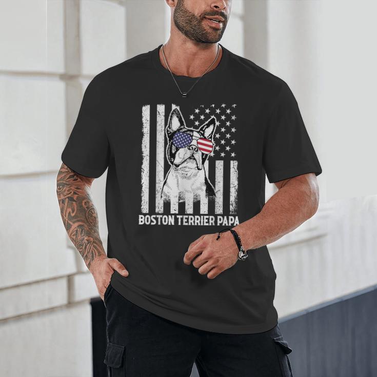 Boston Terrier Papa Cool Dog Lover USA American Flag Men Women Unisex T-Shirt, novelty gifts, funny gifts
