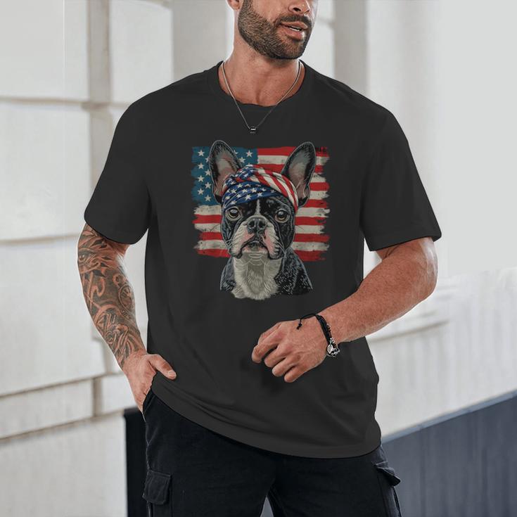 Boston Terrier Patriotic 4th Of July USA American Flag Unisex T-Shirt, novelty gifts, funny gifts