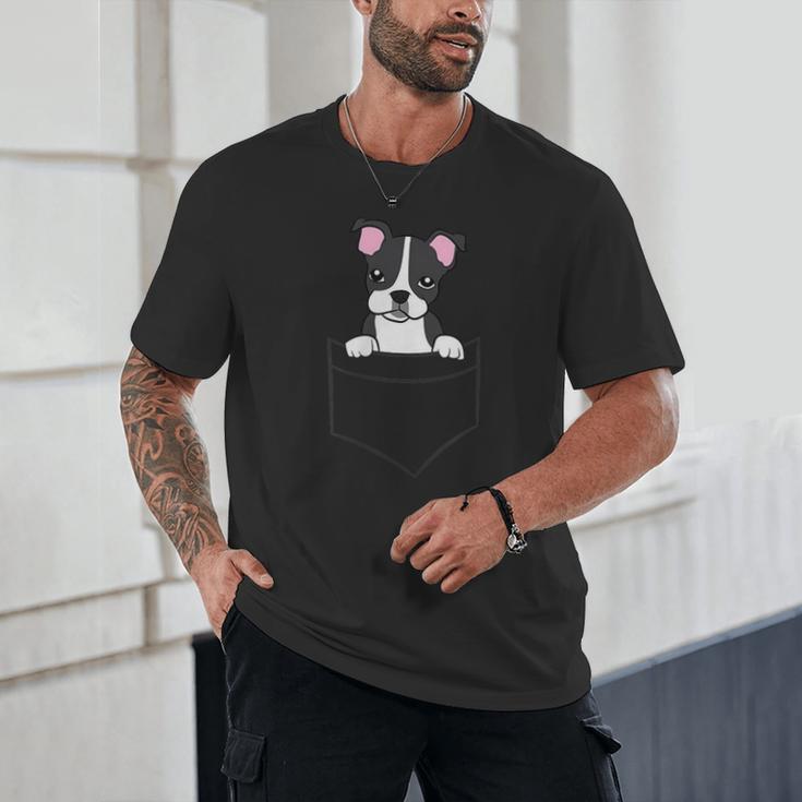 Boston Terrier In The Pocket Cute Pocket Boston Terrier Unisex T-Shirt, novelty gifts, funny gifts
