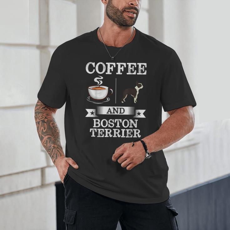 Boston Terrier Shirt Coffee And Boston Terrier Cute Dog For Men Women Girls Kids Unisex T-Shirt, novelty gifts, funny gifts