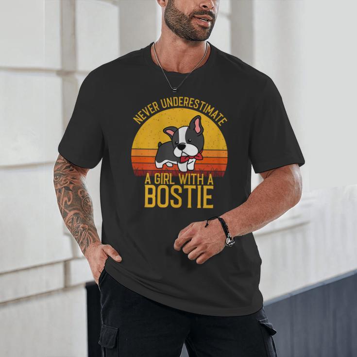 Boston Terrier Never Underestimate a Girl With a Bostie Unisex T-Shirt, novelty gifts, funny gifts