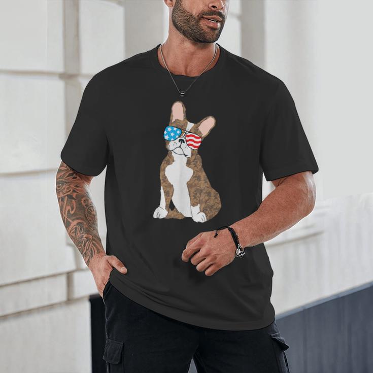 Brindle Boston Terrier Dog Patriotic Shirt USA Flag Unisex T-Shirt, novelty gifts, funny gifts