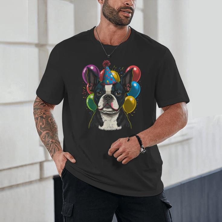 Celebration Event Birthday Party Boston Terrier Unisex T-Shirt, novelty gifts, funny gifts