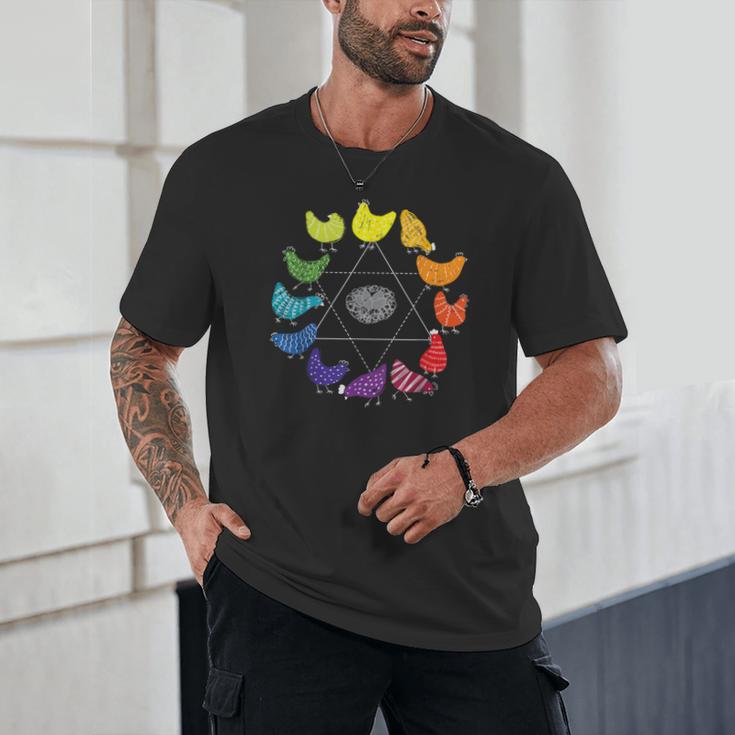 Chicken Themed Color Wheel Educational Art Teacher Artist Men Women Girls Kids Unisex T-Shirt, novelty gifts, funny gifts