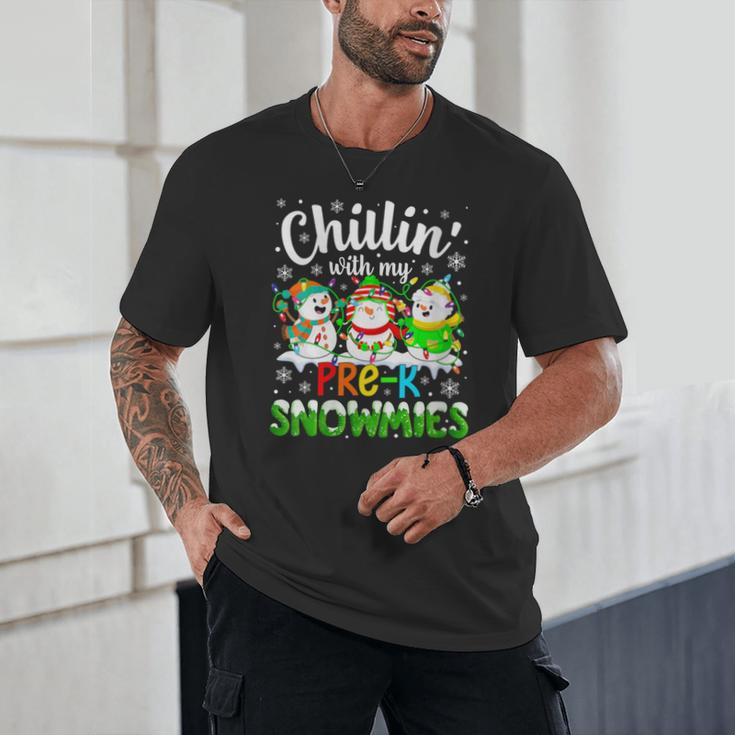 Chillin With My Pre-K Snowmies Christmas Teacher Xmas Unisex T-Shirt, novelty gifts, funny gifts Chillin With My Pre-K Snowmies Christmas Teacher Xmas Unisex T-Shirt, novelty gifts, funny gifts