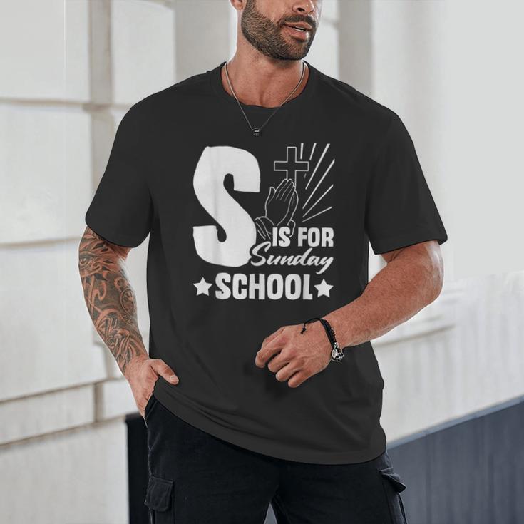 Christian Teacher S Is For Sunday School Essentials Unisex T-Shirt, novelty gifts, funny gifts