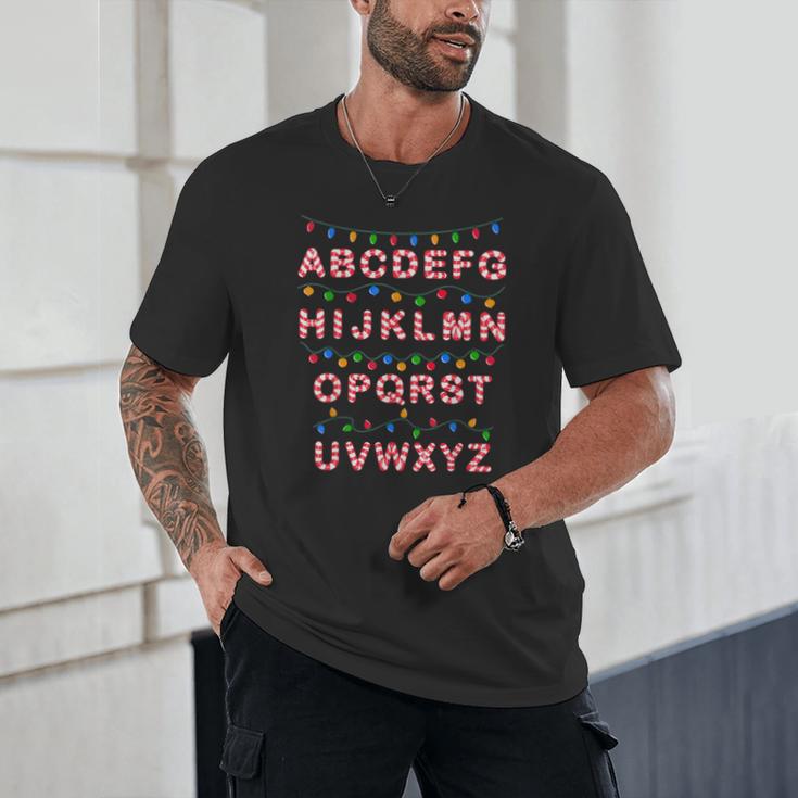 Christmas Alphabet Candy Cane Teachers Students Candy Cane For Men Women Kids Unisex T-Shirt, novelty gifts, funny gifts Christmas Alphabet Candy Cane Teachers Students Candy Cane For Men Women Kids Unisex T-Shirt, novelty gifts, funny gifts