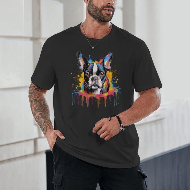 Colorful Boston Terrier Dog For Men Women Kids Unisex T-Shirt, novelty gifts, funny gifts