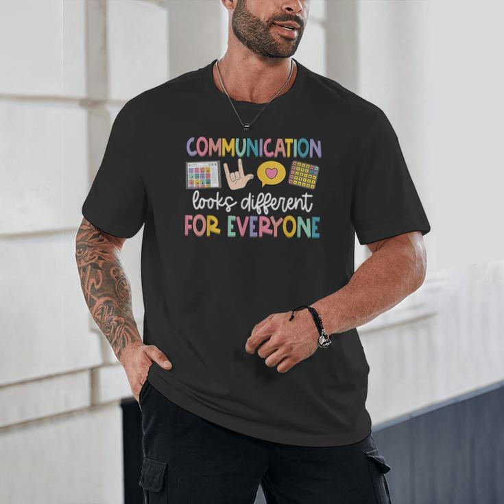 Communication Looks Different Tee Shirt Kids -Adults Teacher Animal Print Small Short Sleeve Classic Fit Crew Neck Polyester 100 Unisex T-Shirt, novelty gifts, funny gifts