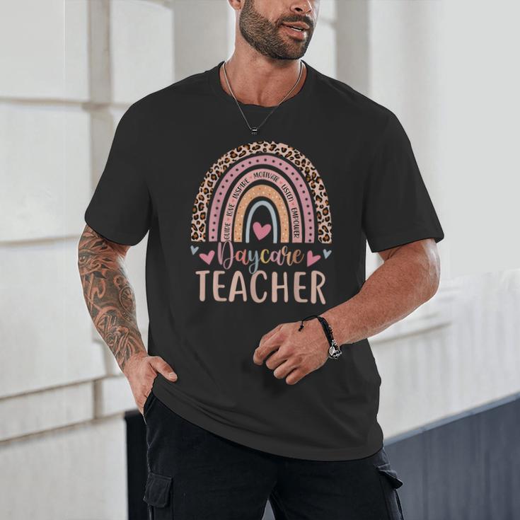 Cute Daycare Teacher Rainbow Leopard Print Childcare Worker Unisex T-Shirt, novelty gifts, funny gifts Cute Daycare Teacher Rainbow Leopard Print Childcare Worker Unisex T-Shirt, novelty gifts, funny gifts