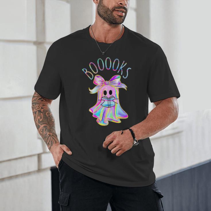 Cute Ghost Book Reading Halloween Teacher Top Girls Women Unisex T-Shirt, novelty gifts, funny gifts