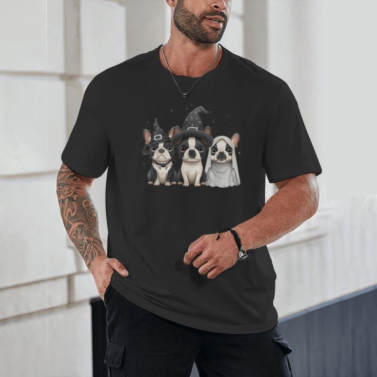 Cute Halloween Boston Terrier Dogs Witch Hat Ghost Dog For Men Women Kids Unisex T-Shirt, novelty gifts, funny gifts