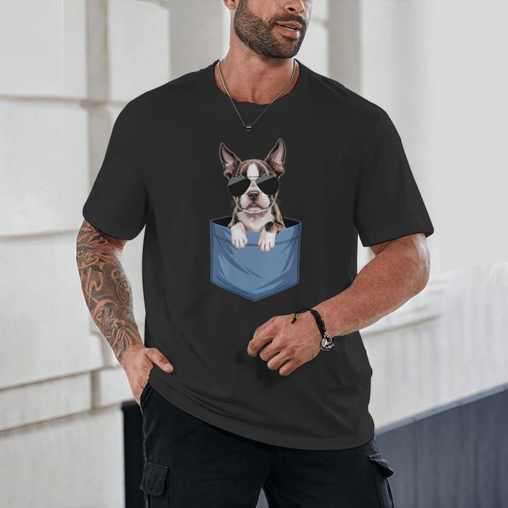 Cute Pocket Boston Terrier Lover Dog Mom Unisex T-Shirt, novelty gifts, funny gifts