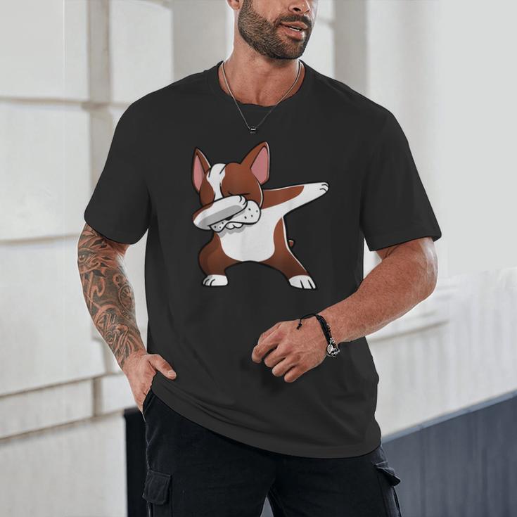 Dabbing Red Boston Terrier Dab Dance Dog Men Women Kids Unisex T-Shirt, novelty gifts, funny gifts
