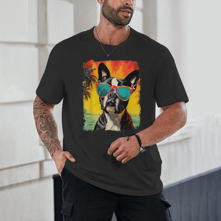 Dog Boston Terrier Hawaiian Unisex T-Shirt, novelty gifts, funny gifts