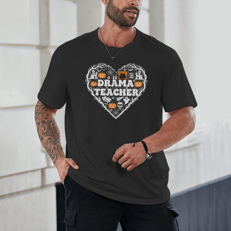 Drama Teacher Heart Pumpkin Ghost Halloween Kids Unisex T-Shirt, novelty gifts, funny gifts