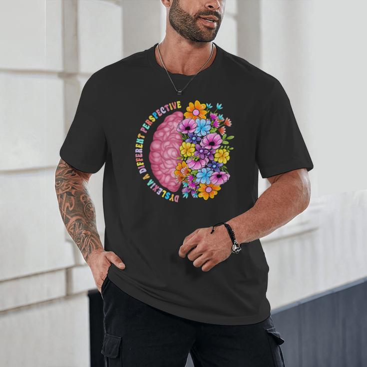 Dyslexia Different Perspective Reading Brain Floral Teacher Unisex T-Shirt, novelty gifts, funny gifts