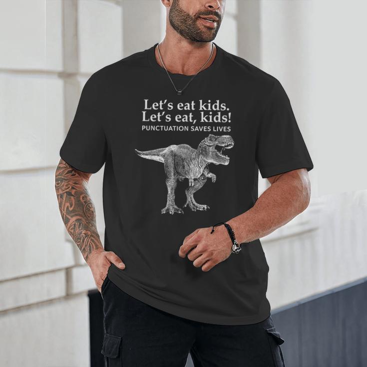 Lets Eat Kids Punctuation Saves Lives Dinosaur Teacher Unisex T-Shirt, novelty gifts, funny gifts Lets Eat Kids Punctuation Saves Lives Dinosaur Teacher Unisex T-Shirt, novelty gifts, funny gifts