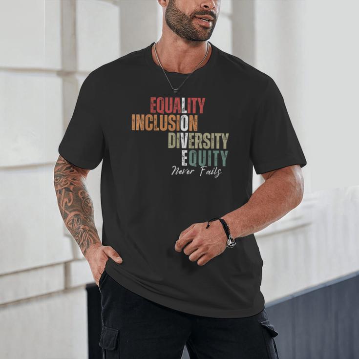 Equality Inclusion Diversity Equity Love Never Fails Teacher Unisex T-Shirt, novelty gifts, funny gifts