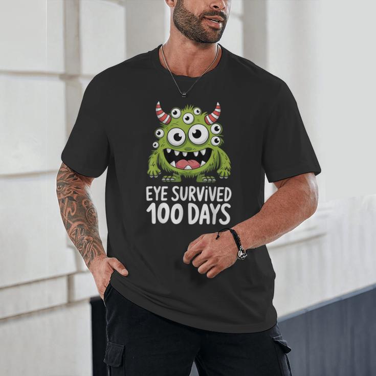 Eye Survived 100 Days Of School Monster Lover Teacher Kids Unisex T-Shirt, novelty gifts, funny gifts