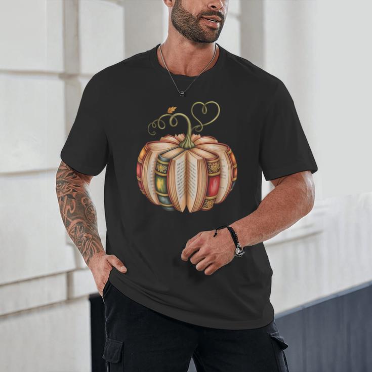 Fall Book Pumpkin Fall Librarians Bookworm Teachers Students Unisex T-Shirt, novelty gifts, funny gifts