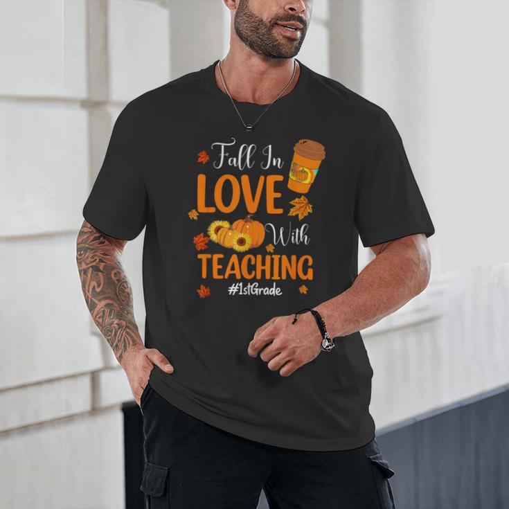 Fall In Love With Teaching 1st Grade Teacher Thanksgiving For Men Women Girls Kids Unisex T-Shirt, novelty gifts, funny gifts Fall In Love With Teaching 1st Grade Teacher Thanksgiving For Men Women Girls Kids Unisex T-Shirt, novelty gifts, funny gifts