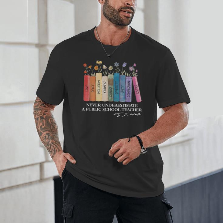 Floral Books Never Underestimate A Public School Teacher Unisex T-Shirt, novelty gifts, funny gifts Floral Books Never Underestimate A Public School Teacher Unisex T-Shirt, novelty gifts, funny gifts