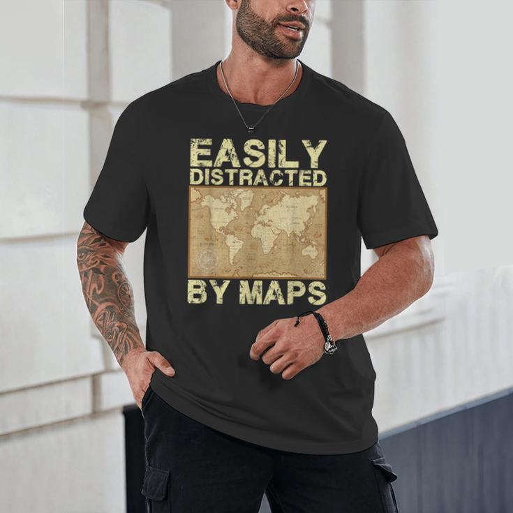 Geography Teacher Easily Distracted By Maps Unisex T-Shirt, novelty gifts, funny gifts