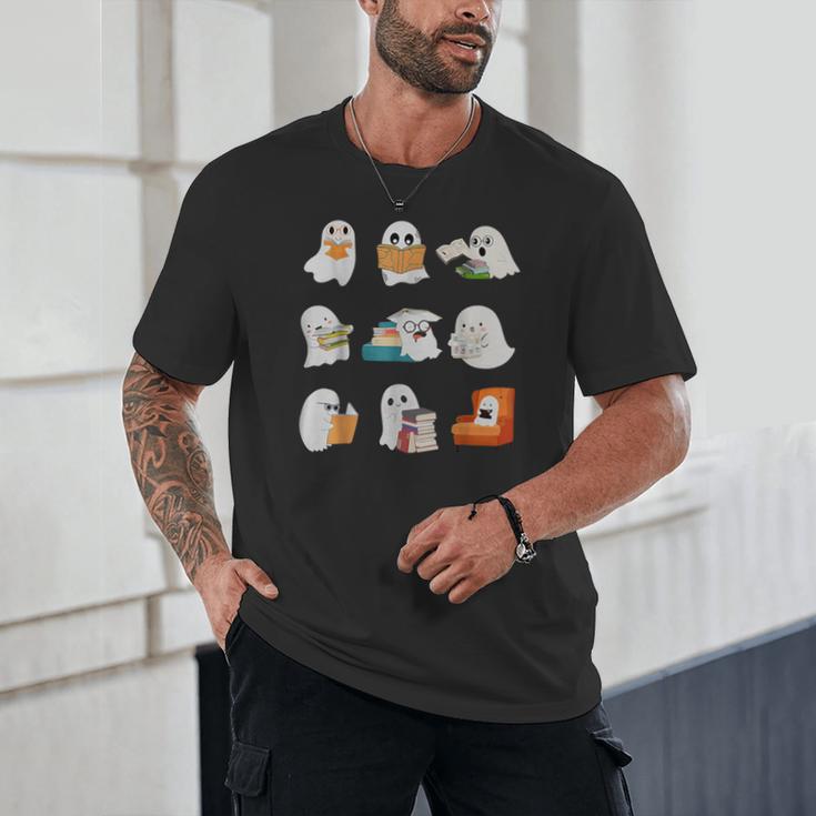 Ghost Reading Teacher Halloween Librarian Book Lover School Unisex T-Shirt, novelty gifts, funny gifts Ghost Reading Teacher Halloween Librarian Book Lover School Unisex T-Shirt, novelty gifts, funny gifts