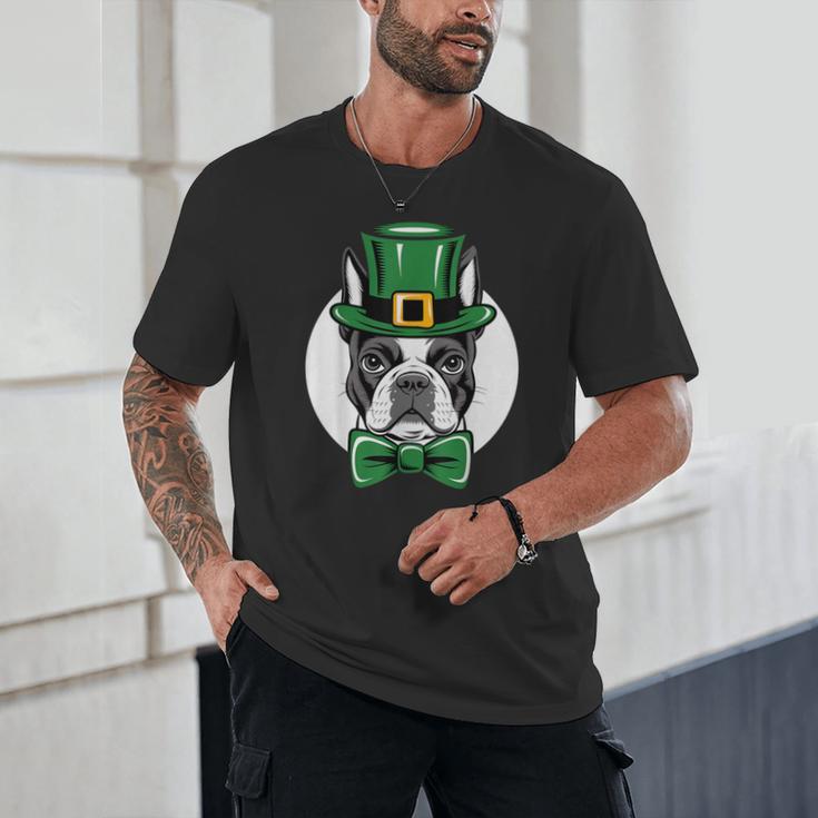 Green Boston Terrier Shamrock St Patricks Day Boston Terrier Unisex T-Shirt, novelty gifts, funny gifts