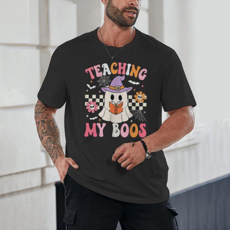 Groovy Teaching My Boos Teacher Ghost Halloween Teacher Unisex T-Shirt, novelty gifts, funny gifts