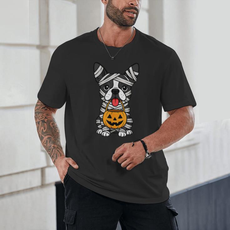 Halloween Dog Boston Terrier Mummy Costume Men Women Kids Unisex T-Shirt, novelty gifts, funny gifts
