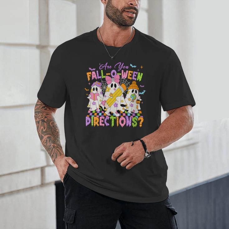 Halloween Floral Ghost Teacher Are You Falloween Directions Unisex T-Shirt, novelty gifts, funny gifts Halloween Floral Ghost Teacher Are You Falloween Directions Unisex T-Shirt, novelty gifts, funny gifts
