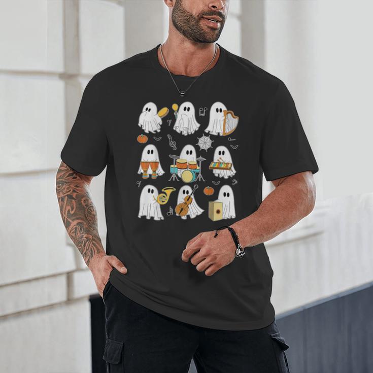 Halloween Ghost Music Teacher Playing Instruments Unisex T-Shirt, novelty gifts, funny gifts Halloween Ghost Music Teacher Playing Instruments Unisex T-Shirt, novelty gifts, funny gifts