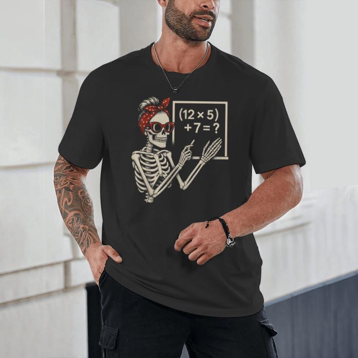 Halloween Math Teacher Skeleton Six Seven Meme Brainrot Unisex T-Shirt, novelty gifts, funny gifts