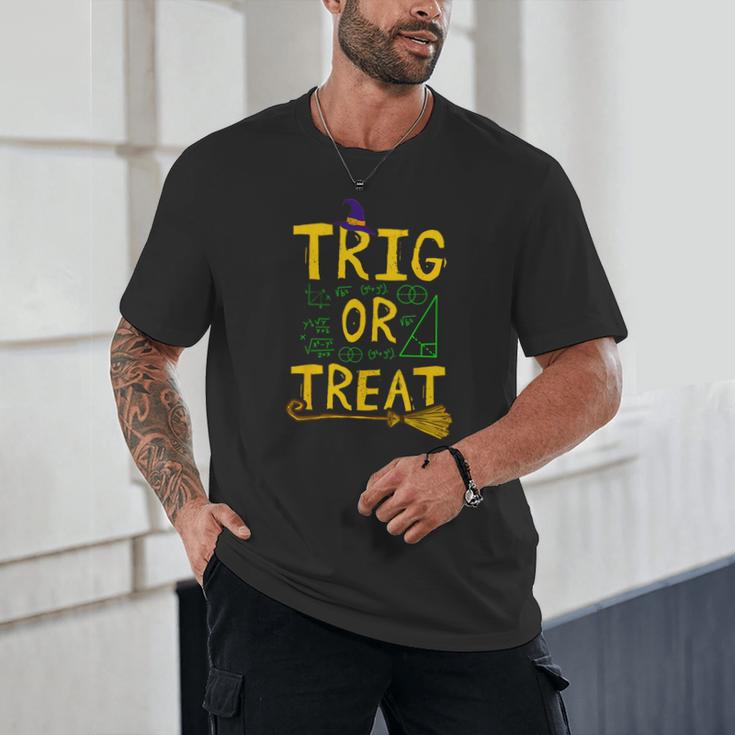 Halloween Math Teacher Trig Or Treat Student School College Unisex T-Shirt, novelty gifts, funny gifts