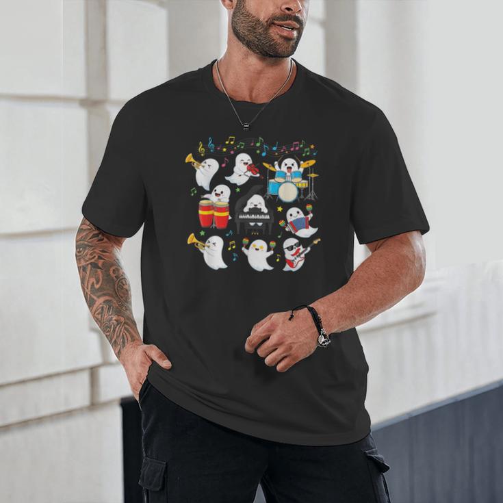 Halloween Music Teacher Ghost Playing Musical Instruments Unisex T-Shirt, novelty gifts, funny gifts Halloween Music Teacher Ghost Playing Musical Instruments Unisex T-Shirt, novelty gifts, funny gifts