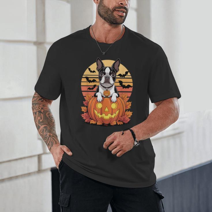 Halloween Retro Boston Terrier Unisex T-Shirt, novelty gifts, funny gifts
