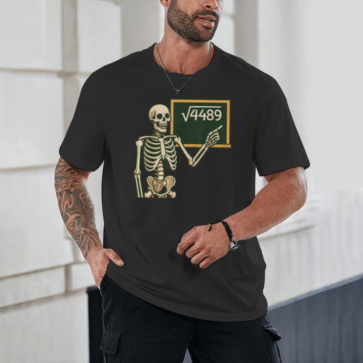 Halloween Skeleton 67 Meme Square Root 4489 Math Teacher Unisex T-Shirt, novelty gifts, funny gifts