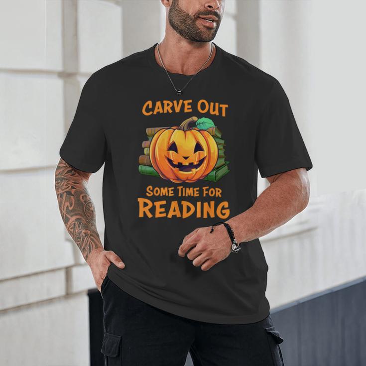 Halloween Teacher Librarian Pumpkin Reading Books Men Women Kids Unisex T-Shirt, novelty gifts, funny gifts