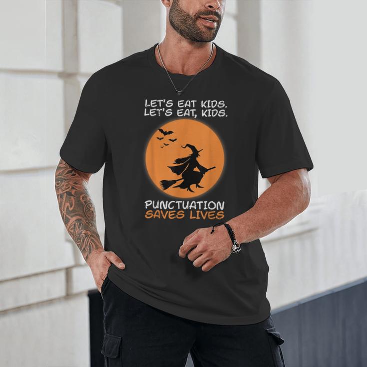Halloween Teacher Witch Lets Eat Kids Punctuation Unisex T-Shirt, novelty gifts, funny gifts Halloween Teacher Witch Lets Eat Kids Punctuation Unisex T-Shirt, novelty gifts, funny gifts