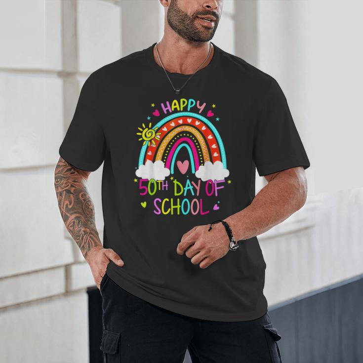 Happy 50th Days Of School Rainbow Teacher 50 Days Smarter Unisex T-Shirt, novelty gifts, funny gifts