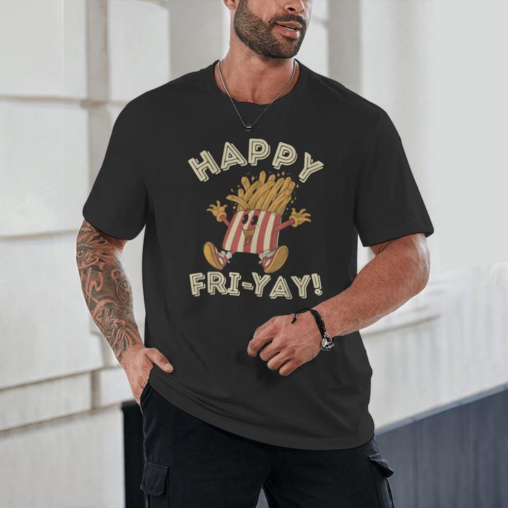 Happy Fri Yay Retro French Fries Friday Lovers Fun Teacher Unisex T-Shirt, novelty gifts, funny gifts