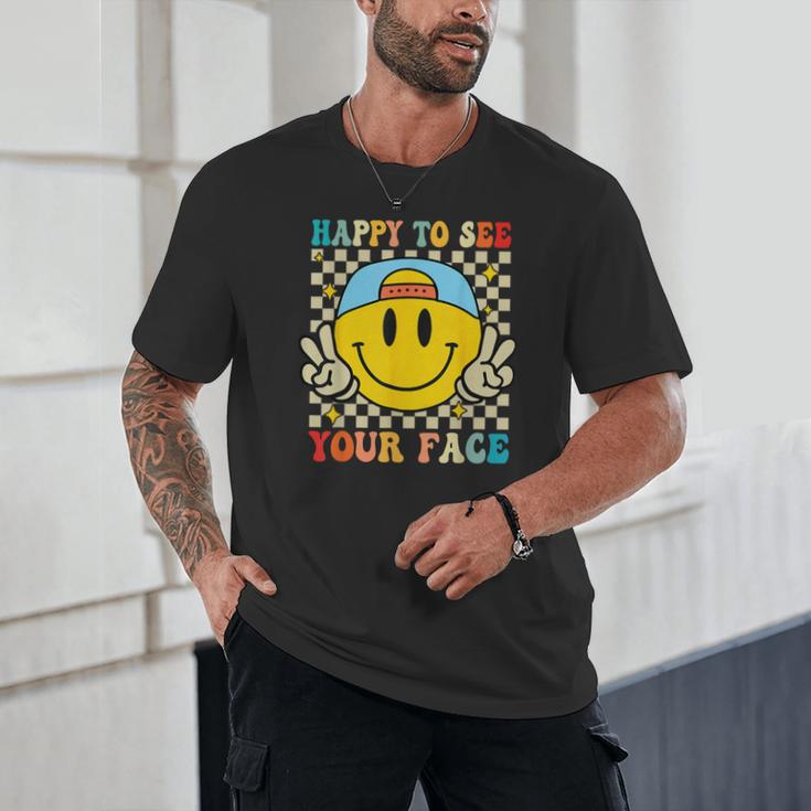 Happy To See Your Face Hippie Smile Back To School Teachers Unisex T-Shirt, novelty gifts, funny gifts Happy To See Your Face Hippie Smile Back To School Teachers Unisex T-Shirt, novelty gifts, funny gifts